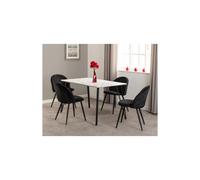 Seconique Marlow Dining Set - Black Marble/Black Velvet, Black