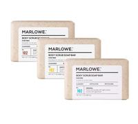 MARLOWE. No. 102 Men's Body Scrub Soap 7oz (Variety Trio) Best Exfoliating Body Soap Bars for Men, Made with Natural Ingredients, Green Tea Extract, Features 3 Amazing Scents