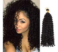 Marlybob Crochet Hair Twist Braids Braiding Hairpiece 14 Inch Water Wave Synthetic Afro Weave Hair Extensions - Natural Black