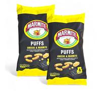 Marmite Cheese Puffs Snacks, 6 Pack Multipack x 2, Vegetarian Cheesy Flavoured Crisps, In Premier Life Store Box