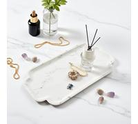 Marmo Natural MarbleTray Bathroom Tray Countertop Tray Decorative tray,Jewelry tray,Coffee Table Tray,Kitchen Counter Organizer and Vanity Home Decor (Fine Grained White)