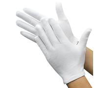 MARMODAY 12Pairs Pure Cotton White Gloves Inspection Jewelry Health Daily Work Gloves Large For Men Women