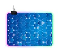 MARMODAY RGB Gaming Hexagon Pattern Mouse Pad, 14 Light Modes Large Extended Computer Keyboard Mouse Mat, Waterproof Mouse Pads for Office Home Gaming Working (15.7 x 17.7 x 0.1 Inch)