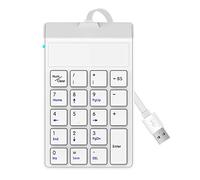 MARMODAY Wired USB Number Pad 19 Keys Mini Portable Numeric Keypad External Number Financial Accounting Keyboard for Laptop Desktop Notebook Computer PC (A, White)