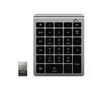 MARMODAY Wireless Numeric Keypad 2.4G Number Pad 28-Keys Financial Accounting Portable Keypad Extended Numpad for Laptop Desktop, PC, Notebook (Grey)