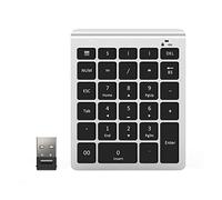 MARMODAY Wireless Numeric Keypad 2.4G Number Pad 28-Keys Financial Accounting Portable Keypad Extended Numpad for Laptop Desktop, PC, Notebook (Silver)