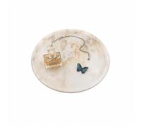 Marmor 100% Natural Marble Bathroom Tray for Perfume, Candles, Jewelry Stone Vanity, Bathroom & Kitchen Counter Organizer and Home Decor (Calacatta Gold Marble Round Plate(9.8 * 9.8 * 0.7))