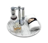 Marmor 100% Natural Marble Bathroom Tray for Perfume, Candles, Jewelry Stone Vanity, Bathroom & Kitchen Counter Organizer and Home Decor (Statuario White Borderless Round Plate)