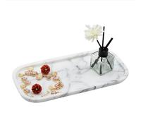 Marmor 100% Natural Marble Bathroom Tray for Perfume, Candles, Jewelry Stone Vanity, Bathroom & Kitchen Counter Organizer and Home Decor (Statuario White Marble Tray)