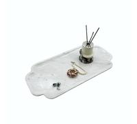 Marmor 100% Natural Marble Bathroom Tray for Perfume, Candles, Jewelry Stone Vanity, Bathroom & Kitchen Counter Organizer and Home Decor (Fine-Grained White)