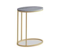 Marmora Grey Marble and Gold Oval C Side Table
