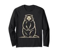 Marmot Line Art Groundhog Minimalist Wildlife Long Sleeve T-Shirt
