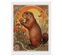 Marmot Marigold Patch 5D Diamond Art Kits for Adults Personalized Large Diamond Art DIY Full Drill Diamonds Dot Crystal Rhinestone Diamonds Painting Round Gem Art Kit for Home Wall Decor 12x16