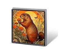 Marmot Marigold Patch Brooches And Pins for Women Men Funny Hat Pin Fashion Lapel Pin Cool Square Badge Brooch Metal Button Pins Cute Pins for Backpacks Tie Suit Wedding Party Accessory