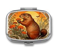 Marmot Marigold Patch Pill Box 2 Compartments Portable Travel Pill Case Mini Medicine Organizer for Pocket Purse Metal Waterproof Medicine Container Holder Vitamin Fish Oil