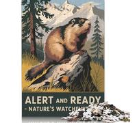 Marmot Mountain Watch Puzzle for Adults And Teenagers 500 Pieces Wooden Puzzles for Adults & Teenager Unique Home Decor And Gifts 500pcs (52x38cm)