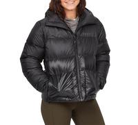 Marmot Women's Guides Down Hoody, Lightweight down jacket, warm winter puffy, water-repellent quilted coat, windproof functional jacket, packable outdoor jacket with hood, Black, L