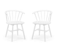 marne white wooden dining chairs with curved back in pair