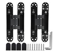MARNER 2 Set 6 Inch Hidden Door Hinges Zinc Alloy Heavy Duty Invisible Hinge 180 Degree Swing Concealed Hinge 3 Way Adjustable Butt Hinge 6 x 2.5 x 1 Inch Black (2 Hinges)
