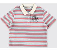 MARNI Boy's Bicolor Striped Cotton Polo Shirt with Contrast Logo - Size: 8 - female
