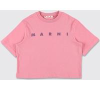 MARNI Boy's Pure Cotton T-Shirt with Rhinestone Embroidered Logo - Size: 10 - female