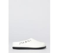 MARNI Hammered Leather Mules with Embroidered Logo - Size: 40 - female