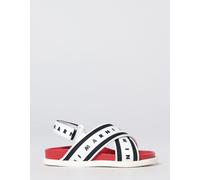MARNI Leather and Canvas Sandals with All-Over Logo - Size: 32 - female