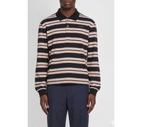 MARNI Long-Sleeved Striped Cotton Polo Shirt with Contrast Logo - Size: 46 - male