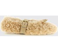 MARNI Shearling Mary Jane Ballerina Flats with Adjustable Strap - Size: 37 - female