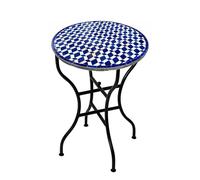 Maroccan Mosaic Dining Table White 60 cm Foldable Hand-Made