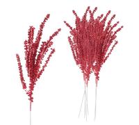 Marooma 10Pcs Red Artificial Long Berry Stems, 12.5in Fake Christmas Picks Faux Red Berries Branches for Christmas Wreath Vase DIY Crafts Holiday Home Decor (10pcs #-1)