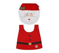 Marooma 2 PCS Christmas Theme Bathroom Set, Toilet Lid Cover with Rugs Santa Clause Snowman Elk Bath Mat Non-Slip Rugs Toilet Lid Cover and Bath Mat for Xmas Indoor Decor (old man)