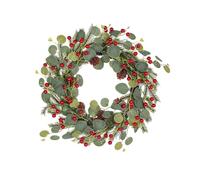 Marooma 20in Eucalyptus Wreaths for Front Door, Artificial Eucalyptus Berry Wreaths Handmade Green Leaves Wreath for Summer Spring All Seasons Door Window Christmas (red berry)