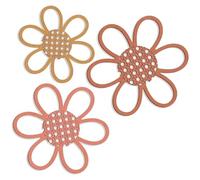 Marooma 3 Pcs Boho Daisy Wall Decor, Rattan Flower Wall Hanging Art, Boho Wall Art Wooden Nursery Flowers Wall Decor Farmhouse Daisies Hanging Decor for Home Office Nursery