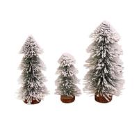 Marooma 3Pcs Mini Artificial Christmas Tree Decorations of Snow Spray, Christmas Table Decor with Wooden Base, Bottle Brush Christmas Tree for Holiday Home Party Decoration