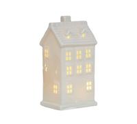 Marooma Ceramic Christmas Village Houses, White Small Tabletop House Figurines for Home Decor, Christmas Light Up Village Houses Village Figurines Xmas Village Collections (D)