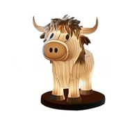 Marooma Cow Table Lamp, Cream Yak Night Light Small Animal Table Lamp, Cute Animal Table Lamp for Decoration, Rustic Nightstand Lamp Gift, Farmhouse Cow Bedside Table Light, Office Desk Night Light