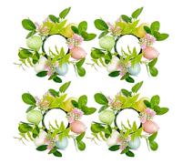 Marooma Easter Egg Candle Rings Wreaths, 4 Pcs Spring Eggs and Colorfui Berries Candle Rings, Artificial Foam Egg Candle Holder Wreaths for Easter Spring Holiday Home Table (C)