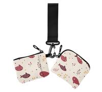 Maroon and Yellow Playful Fish Women's Coin Pouches Card Holder Small Portable Credit Card Wallet Case with Zipper Coin Pocket for Woman 2 Packs