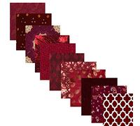 Maroon Assorted Design Fat Quarter Pack Bundles Quilting Cotton Fabric Swatches for Sewing Scrapbook DIY Project Craft 18" x 22" Pack of 5 Pcs
