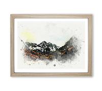 Maroon Bells Mountains In Colorado In Abstract Modern Art Framed Print | A2 Oak Framed Wall Art | Ready to Hang | Abstract Landscape Picture | Living Room Bedroom Lounge Office