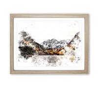 Maroon Bells Mountains In Colorado Watercolour Modern Framed Print | A3 Oak Framed Wall Art | Ready to Hang | Modern Landscape Picture | Living Room Bedroom Lounge Office