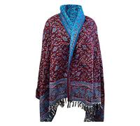MAROON BLUE FLORAL SOFT WARM WOOLEN WINTER LEAF PRINT SCARF HANDMADE LUXURIOUS SCARF SHAWL WRAP DECORATION BLANKET OVERSIZED REVERS ABLE WINTER SCARF PURE YAK WOOL SCARF SHAWL