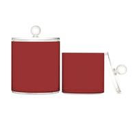 Maroon Brown Clear Plastic Food Organizer Storage with lid Pantry Essentials Decorative Dental Floss Storage Jar for Floss Picks,Paper Clips,2 Pack
