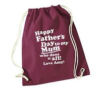 Maroon Drawstring Bag Happy Father's Day to my Mum Who Does it all! | Cotton