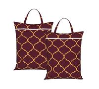 Maroon Gold 2Pcs Travel Laundry Bag with Handle, Portable Dirty Washing Bag for Camping Gym Holidays Ethnic Abstract Water-Repellent Laundry Tote for Suitcase Luggage
