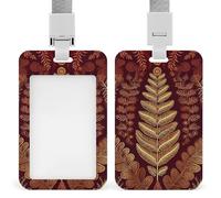 Maroon Gold Pattern Badge Holder Hard Plastic Card Case Protector Pouch Name Key Card Holder Case for Office ID Credit Cards and Proximity Key Cards