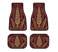 Maroon Gold Pattern Car Floor Mats Personalized Anti-Slip Vehicle Front Rear Rugs Classic All-Weather Universal Driver Heel Pad Fit for SUV Vans Sedans Trucks Set of 4pcs
