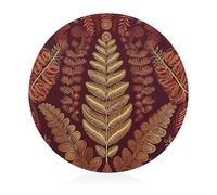 Maroon Gold Pattern Cutting Board for Kitchen Mini Cheese Chopping Board Round Tempered Glass Chopping Block for Picnic Cutting Pizza Meat Fruit(7.9 Inch)