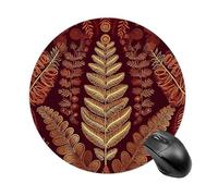 Maroon Gold Pattern Round Mouse Pad Smooth Glide Gaming Mousepad Extra Density Portable Comfortable Mouse Mat for Desk, Home, Office 7.8x7.8 Inches